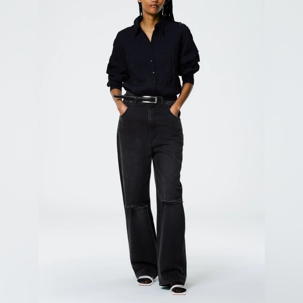 Tibi Ryder Jean in Vintage‎ Wash Black Denim size 24